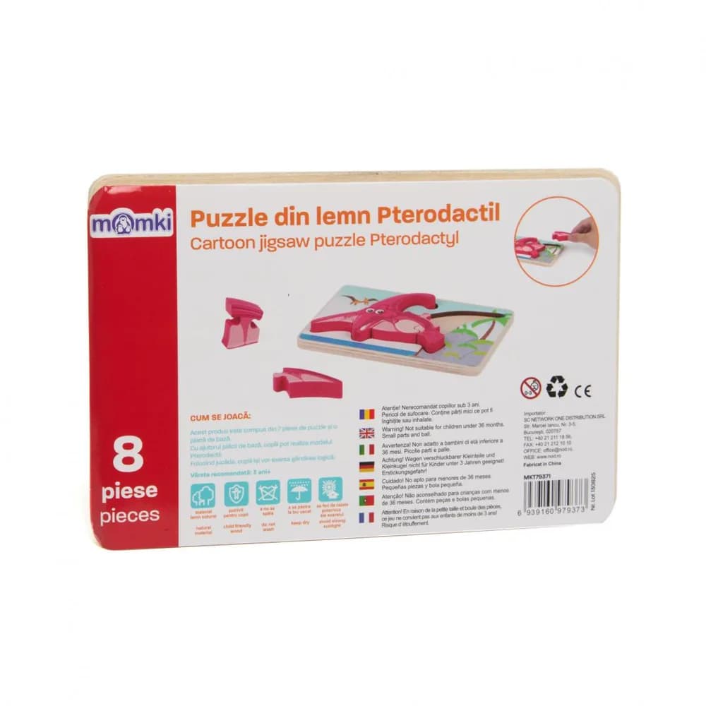 PUZZLE DIN LEMN PTERODACTIL, 8 PIESE, MOMKI — miniatură