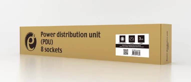 PDU GEMBIRD 1U pt. rack 19 inch, 8 prize Schuko, intrare IEC, max 10 A, on/off, 3 m, "EG-PDU-014-C14" — miniatură