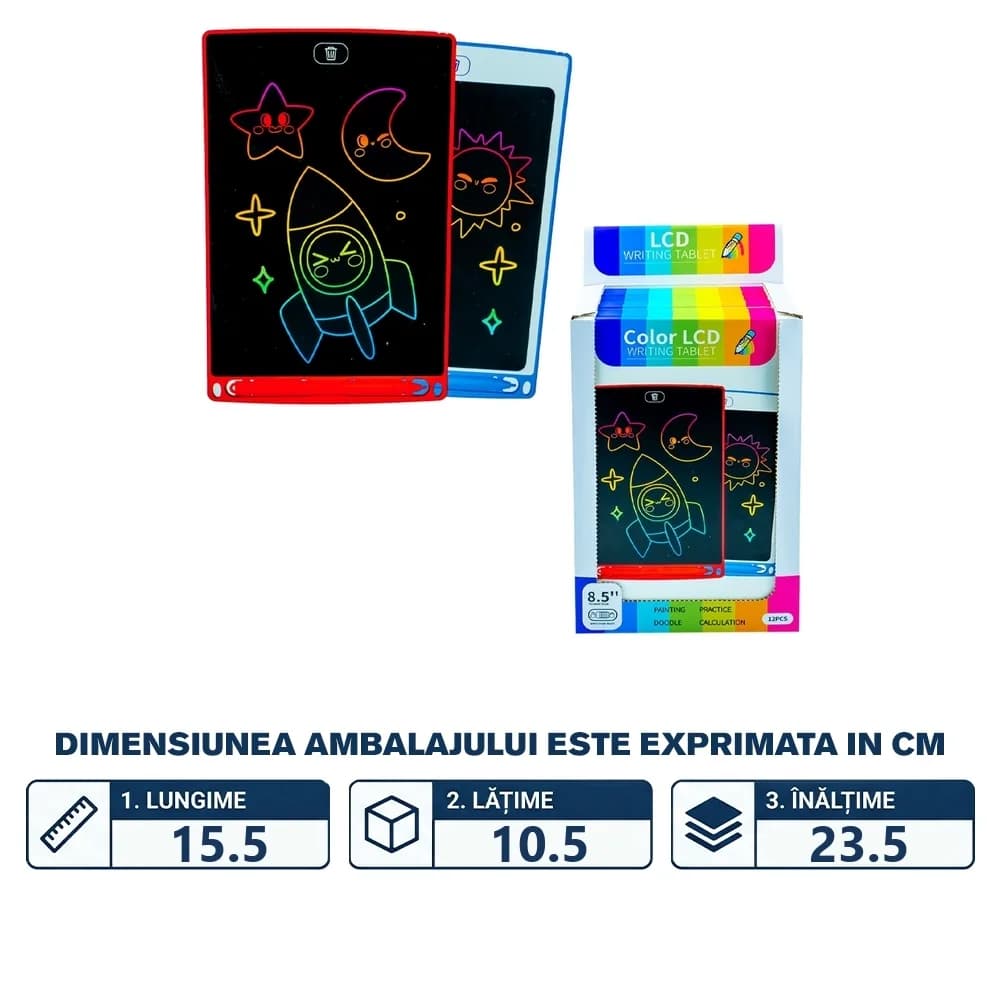 Tablita pentru scris, LCD, 8.5 inch, 12 buc/set — miniatură