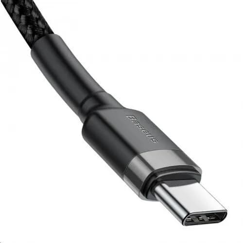 CABLU alimentare si date Baseus Cafule, Fast Charging Data Cable pt. smartphone, USB Type-C la USB Type-C 3A / 60W, 2m, gri + negru "CATKLF-HG1" - 6953156285231 — miniatură