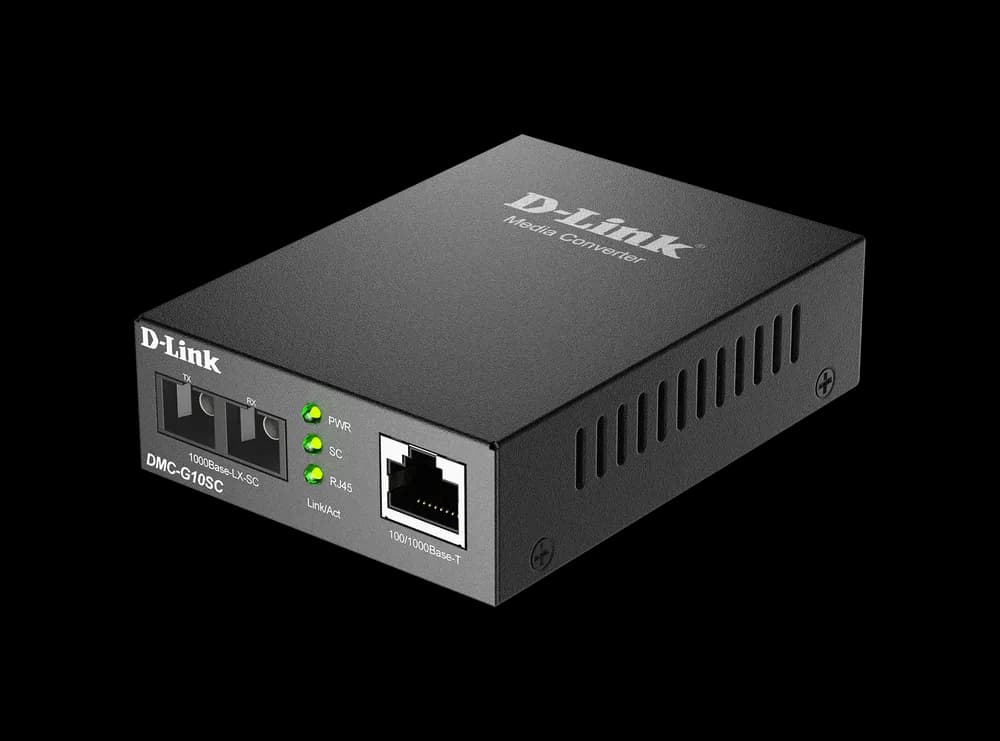MEDIA CONVERTOR D-Link, 100/1000Base-T Gigabit Ethernet connection to a single-mode fibre 1000Base-LX Gigabit Ethernet, pana la 10km, montabil in sasiu "DMC-G10SC" — miniatură