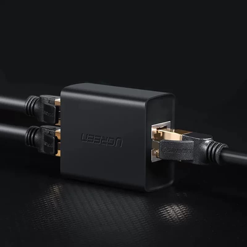 SPLITTER RJ-45 Ugreen, "CM210" pt. cablu UTP, Cat5, 1 x RJ-45 (M) la 2 x RJ-45 (M) , setul contine 2 buc, viteza maxima 100 Mbps, material plastic, negru "50923" - 6957303859238 — miniatură