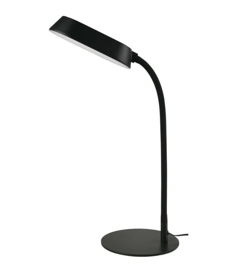 Lampa LED birou OSRAM PANAN DISK METAL, 10W, 750 lm, lumina alba(3000K - 6500K), dimabila, port USB, brat ajustabil, Negru