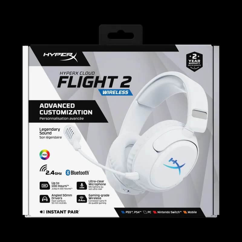 Casti Gaming Head-band HyperX Cloud Flight 2, Wireless, Alb