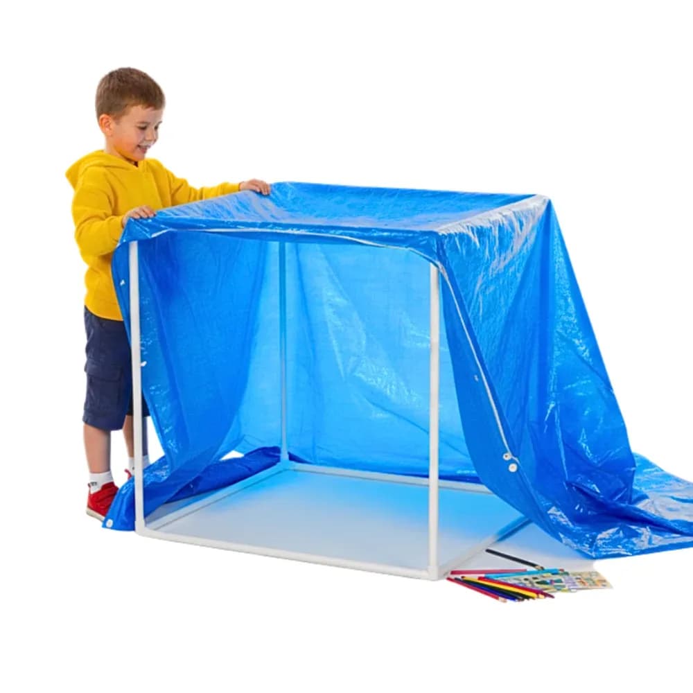 Cadru din plastic alb pentru cort - joaca senzoriala pentru interior si exterior - 1m x 1m