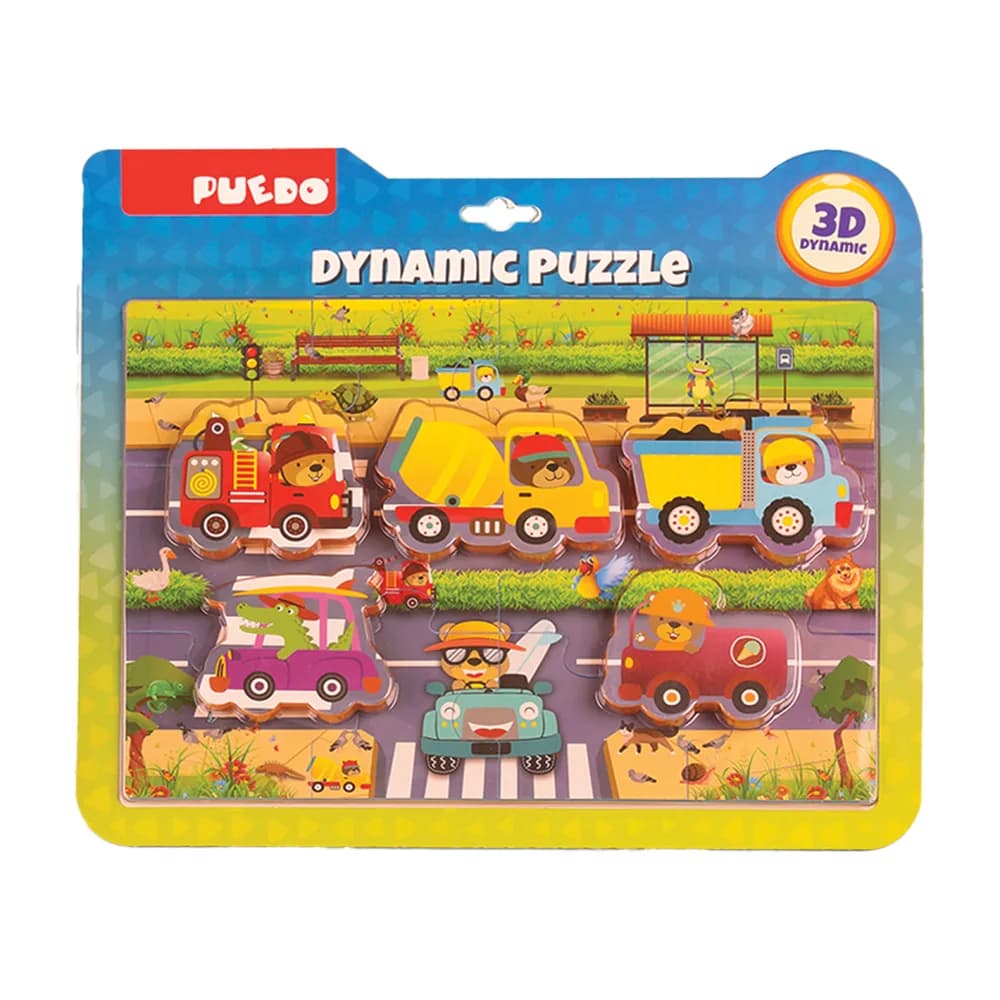 PUZZLE DIN SPUMA EVA, MASINI SI SEMNE DE CIRCULATIE, 17 PIESE, PUEDO — miniatură