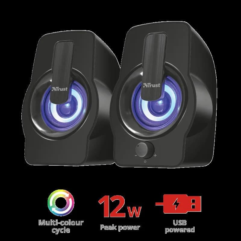Boxe Stereo Trust Gemi RGB 2.0 Speaker, 6W, negru — miniatură