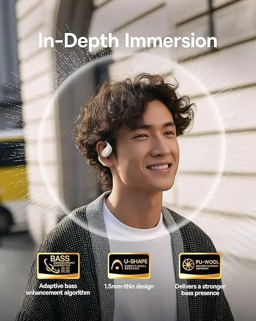 CASTI Baseus Bowie Eli 2i Fit Open-Ear True Wireless, on ear, pt smartphone, microfon pe casca, conectare prin Bluetooth 6.0, alb "A0102603" - 6932172696924 — miniatură