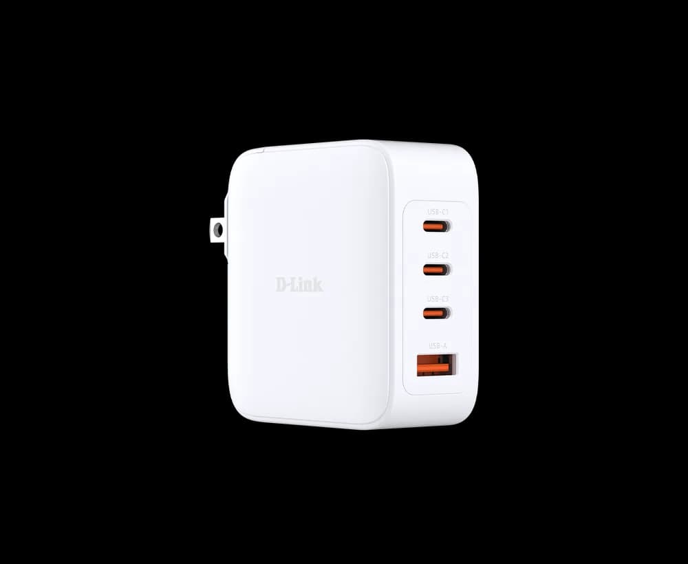 INCARCATOR retea D-Link, Quick Charge GaN PD 3.1 / QC 4.0 140W, 3 x USB Type-C 28.0V@5.0A max, 1 x USB 12.0V@2.5A, alb "DCF-141"