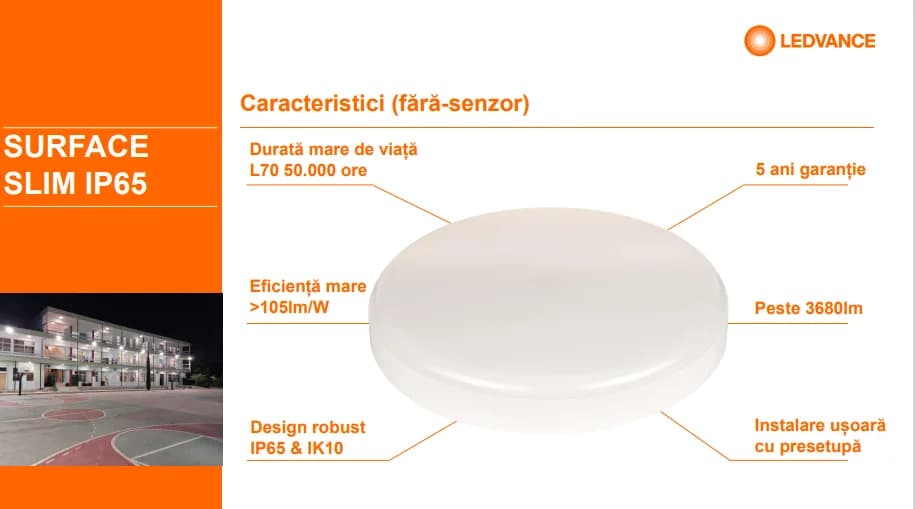Plafoniera LED pentru exterior Ledvance SURFACE SLIM SQUARE 350, 35W, 3680 lm, lumina neutra (4000K), IP65/IK10, 350x350x55mm, Alb — miniatură