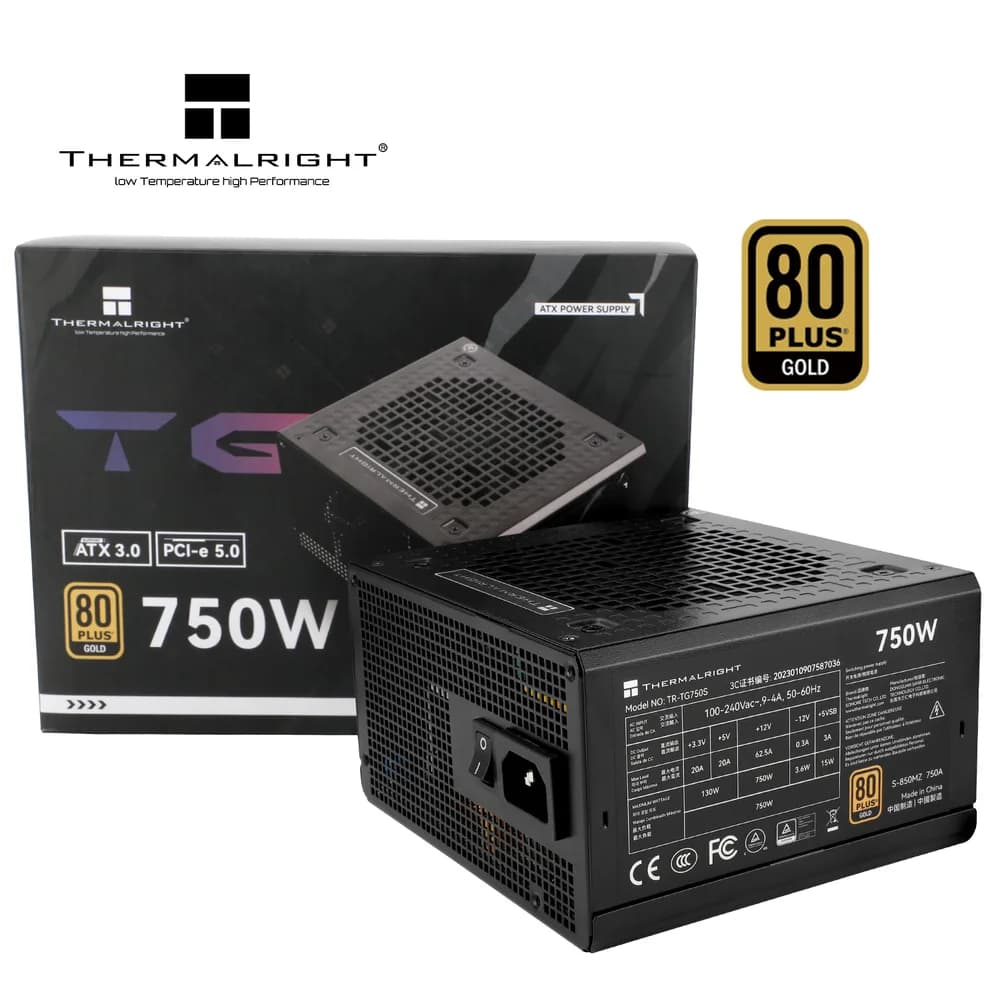 SURSA Thermalright, 750W, certificare 80 Plus Gold, non-modular, fan 120mm, negru, "TR-TG 750S" — miniatură