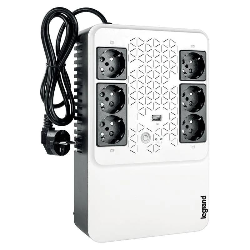 UPS LEGRAND, "MULTIPLUG", Line Int. cu management, brick, 600VA/360W, AVR Schuko x 6, 1 x baterie 12V/7.2Ah, back-up 1 - 10 min., "000000000000310081"