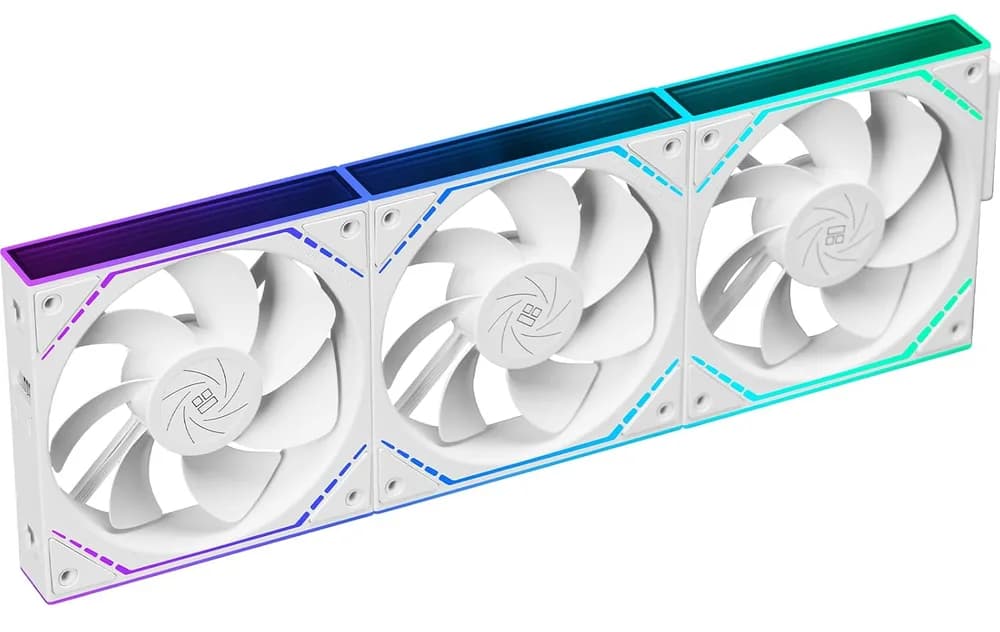 Set 3 ventilatoare Thermalright "TL-M12QRW", 120mm, 1500 RPM, S-FDB Bearing, 47.6 CFM, LED ARGB, 4pin PWM, alb, "TL-M12QRW-3" — miniatură