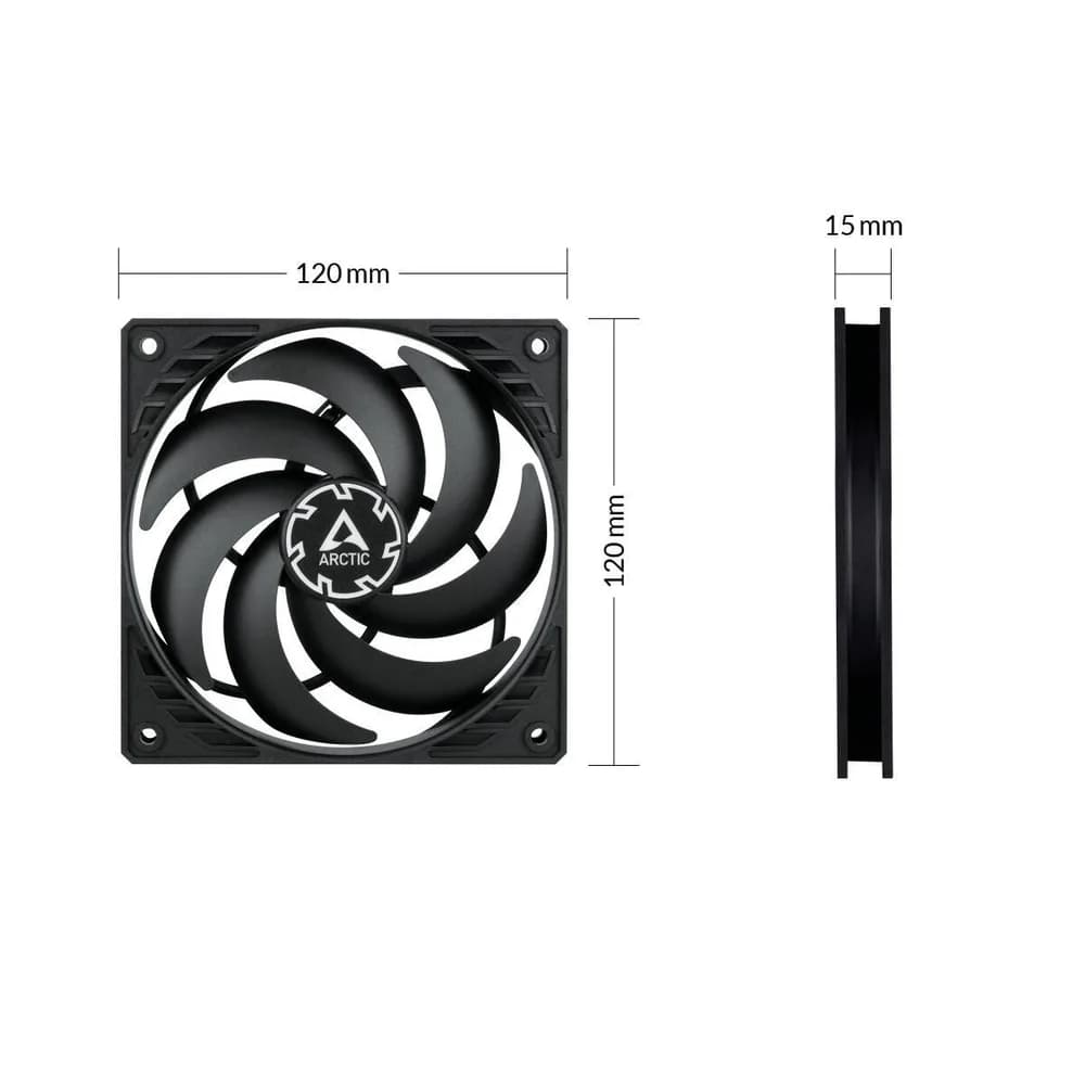 VENTILATOR ARCTIC PC, P12 SLIM PWM PST , 120x120x25mm, w/ PWM & cablu PST, low noise FD bearing, high static pressure, "ACFAN00187A" — miniatură