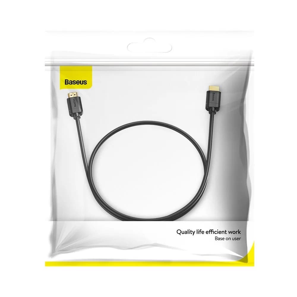 CABLU video Baseus HD Series, HDMI (T) la HDMI (T), rezolutie maxima 4K UHD (3840 x 2160) la 30 Hz, conectori auriti, 8m, negru "CAKGQ-E01" - 6953156222557 — miniatură
