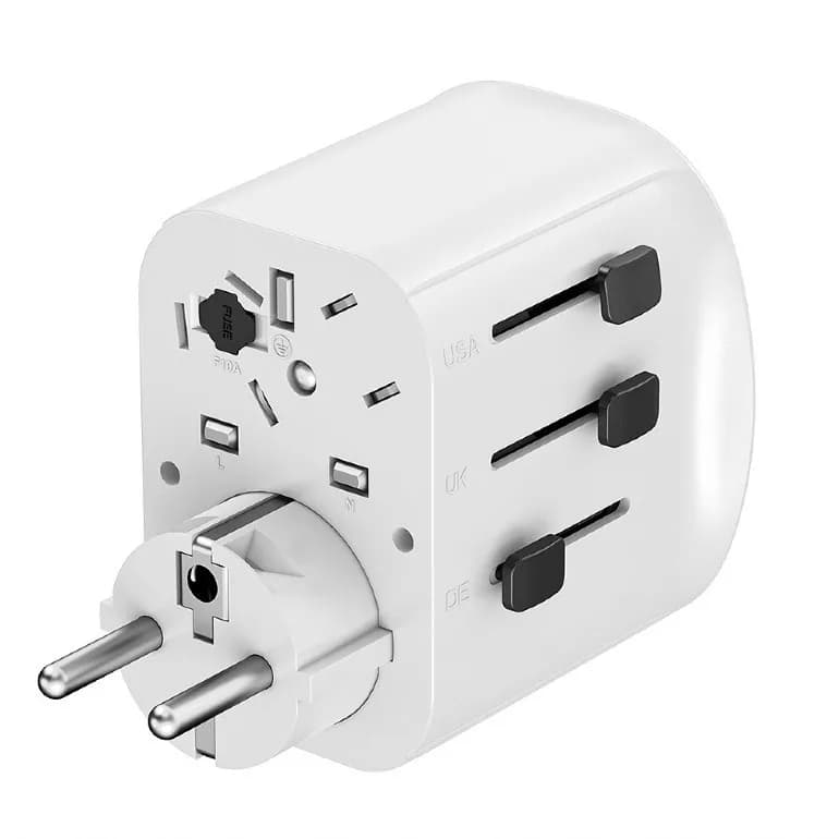 ADAPTOR GEMBIRD, universal, conectori: US/UK/EU/AU, 1x USB Type-C 15W, 2x USB-A 12W, siguranta 10A, max. 2300W, alb, "TPA-EU2A1C15-01-W" — miniatură