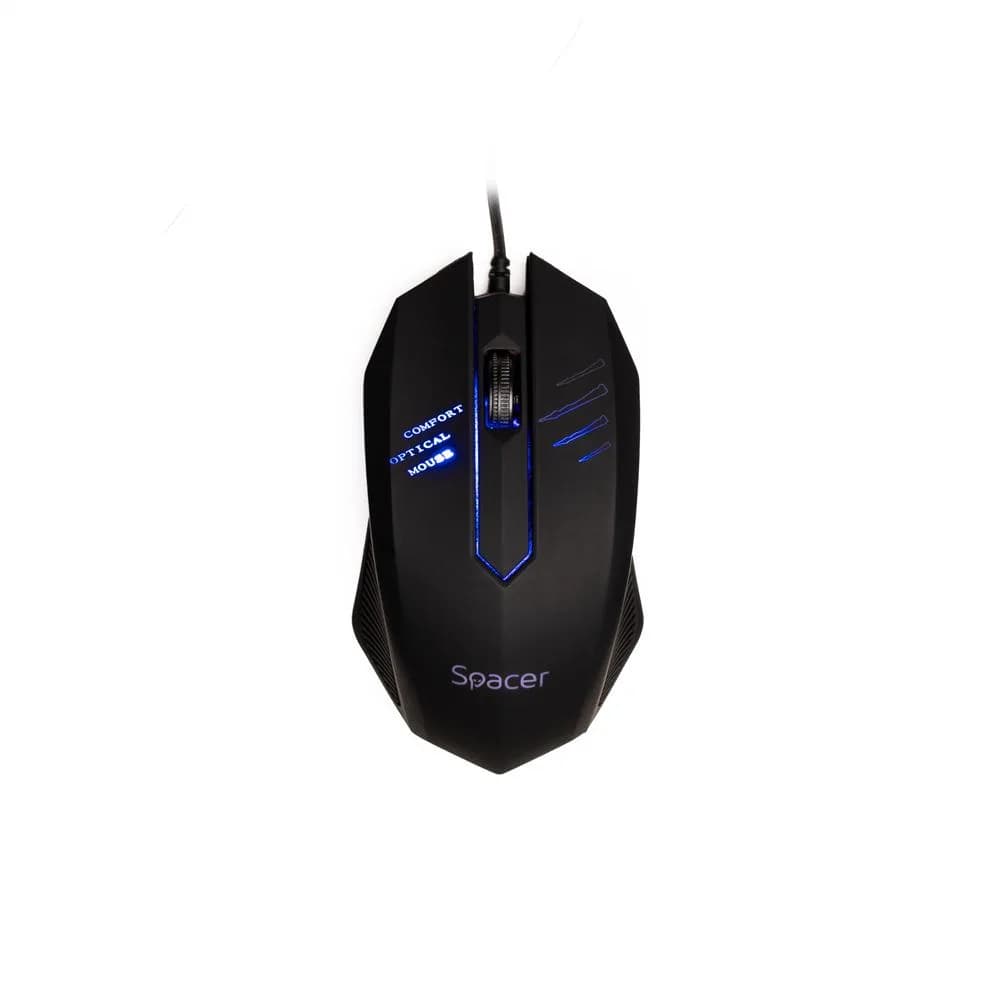 Mouse SPACER SPMO-M20, 1000 dpi, Negru — miniatură