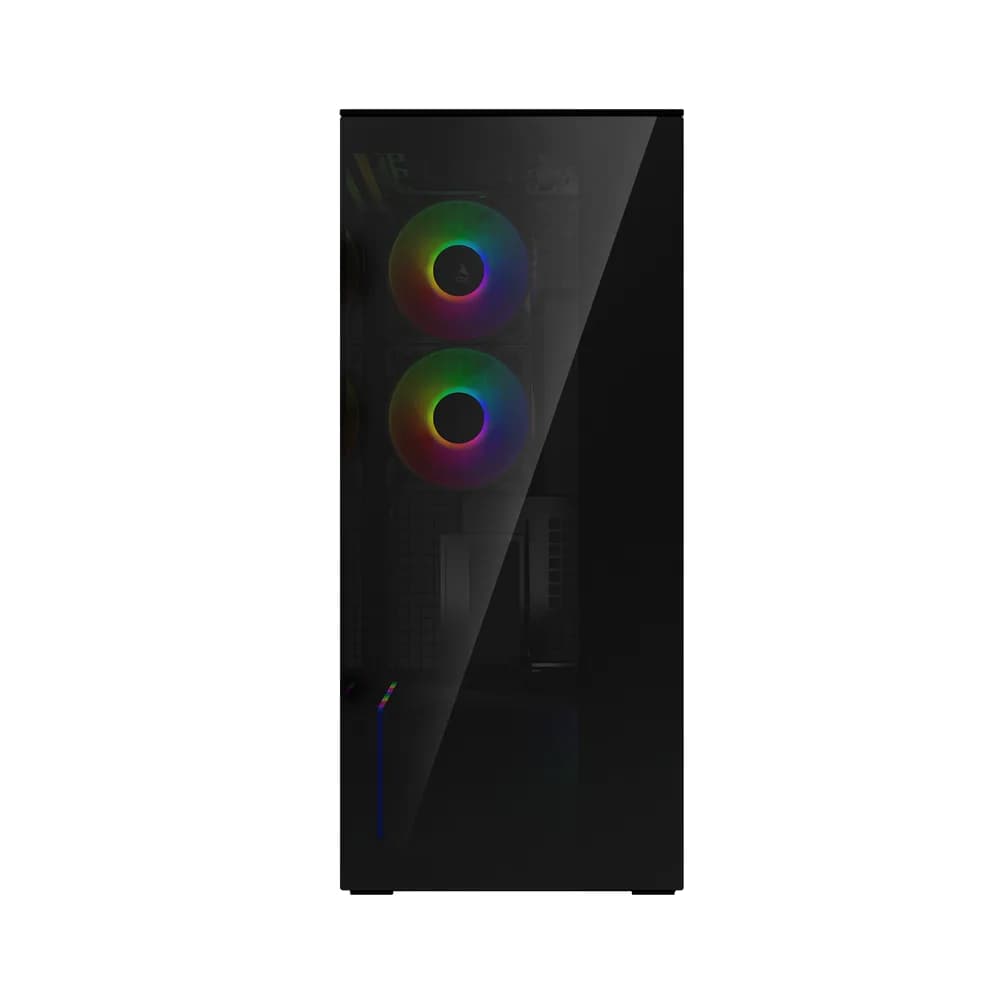 CARCASA Arctic "Xtender VG BK", mid tower, max 8xfan, 3x P14 Pro R A-RGB si 2x P12 Pro A-RGB instalate, shroud 24 LED ARGB, USB-C x 1, USB 3.2 x 2, audio+mic, 7 sloturi exp, GPU vertical, riser PCIe 4.0, negru, "ACPCC00016A" — miniatură