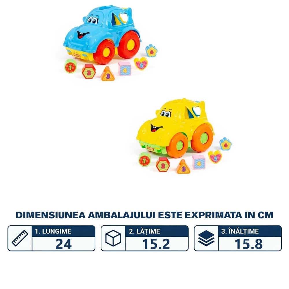 Masinuta + cuburi educative, 23.5x15.2x15.8 cm, Polesie — miniatură