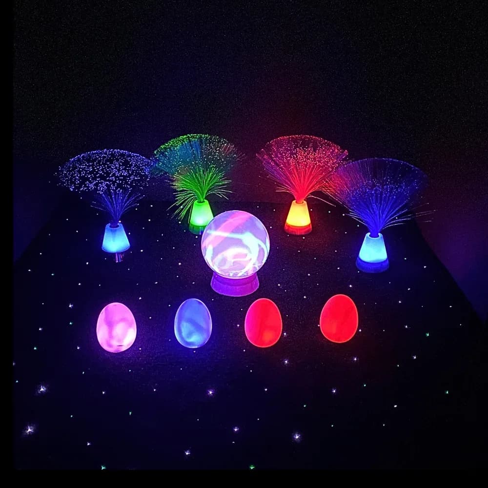 Set de 4 lămpi cu fibră optică – bază luminoasă — miniatură