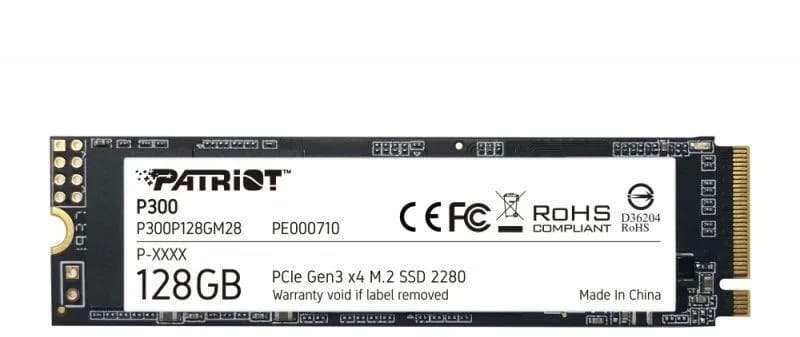 SSD PATRIOT, P300, 128GB, M.2, PCIe Gen3.0 x4, 3D TLC Nand, R/W: 1600 MB/s/600 MB/s MB/s, "P300P128GM28"