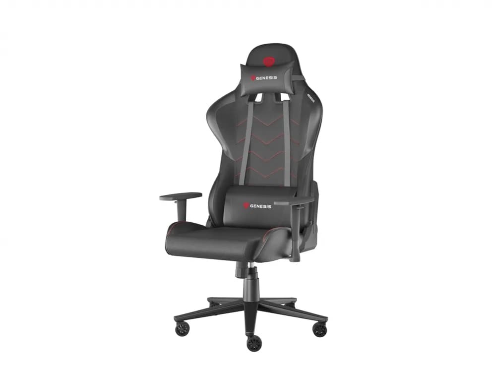 Scaun gaming Genesis Nitro 550 G2, material Synthetic PU + Textil, reglabil pe inaltime, greutate maxima suportata 150 kg, inaltime scaun reglabil 46.5 - 53.5 cm, spatar ajustabil 150°, dimensiuni roti 60mm, negru — miniatură
