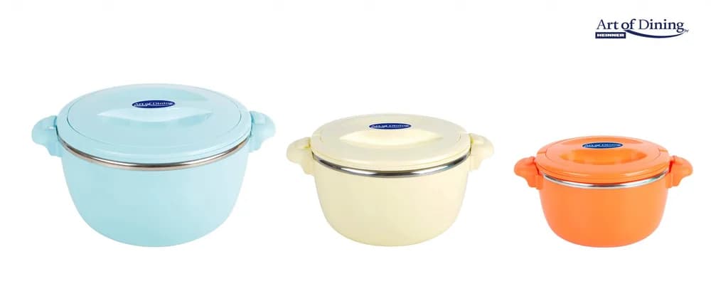 SET 3 CASEROLE TERMICE 2+4+6L,BELLY BLUE, ART OF DINING BY HEINNER — miniatură