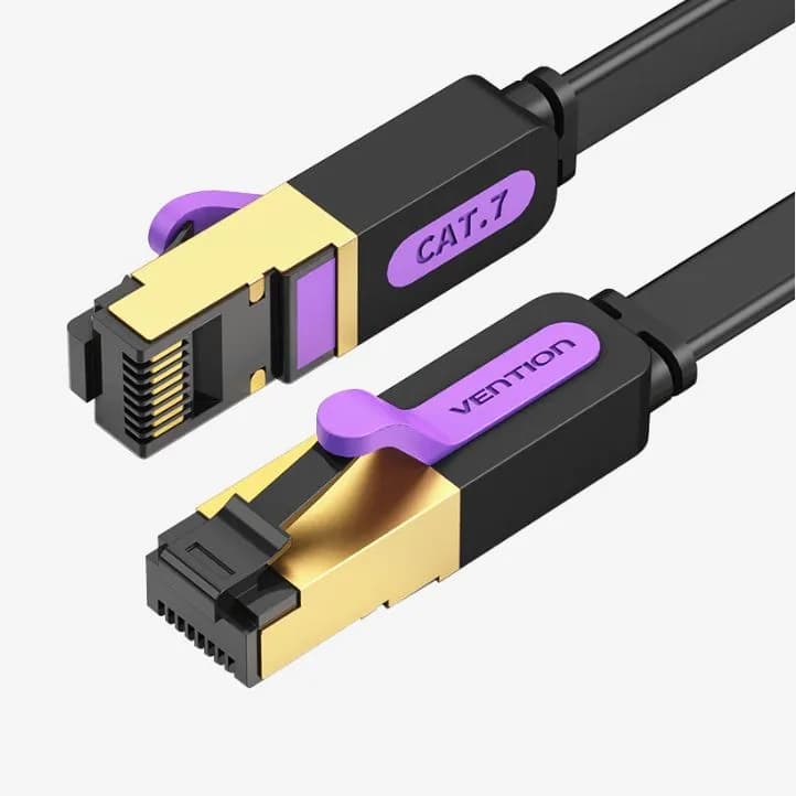 Patch Cord STP Vention, Cat. 7, 20m, flat cable, conductor cupru, viteza max transfer 10 Gbps, invelis PVC, negru, "ICABQ" - 6922794729896