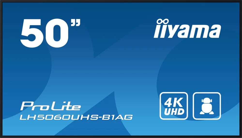 IIYAMA LFD LH5060UHS-B1AG 50" 4K UHD professional digital signage 3840x2160 16:9 500 cd/m2 1200:1 8ms Android 11 OS, iiSignage2, FailOver, EShare landscape, portrait "LH5060UHS-B1AG" — miniatură