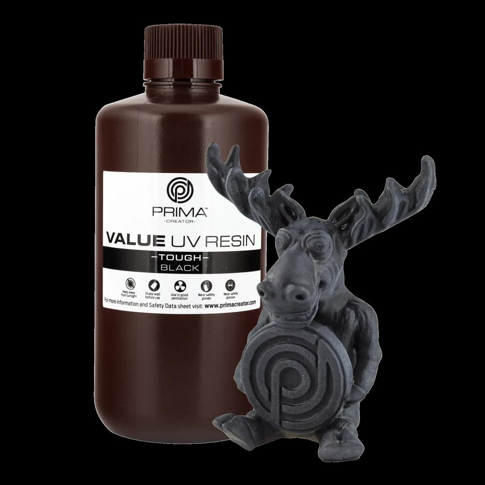 Rășină 3D PrimaCreator Value Tough UV (ABS Like) – 1 kg – Black