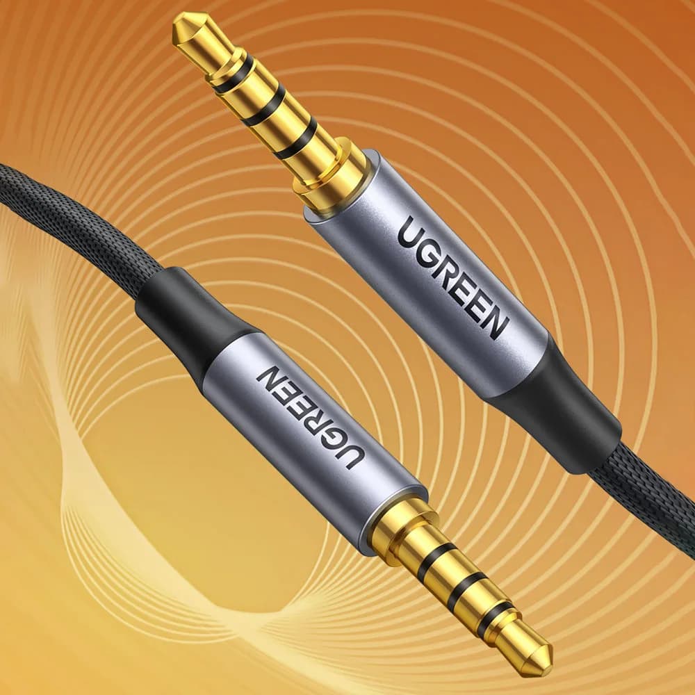 CABLU audio Ugreen, "AV183" stereo 4-pini (3.5 mm jack T/T), conectori auriti, 2m, braided, negru "20782" - 6957303827824 — miniatură