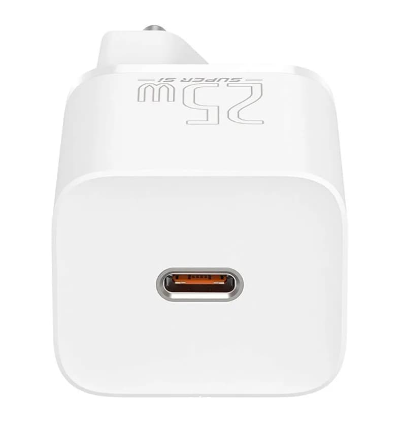 INCARCATOR retea Baseus Super Si, Quick Charge 25W, 1 x USB Type-C 5V/3A, alb "CCSP020102" - 6932172603731 — miniatură