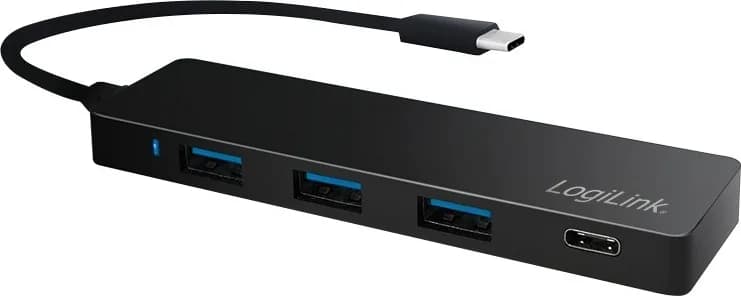 HUB extern LOGILINK, porturi USB: USB 3.0 x 3, USB 3.1 Type C, conectare prin USB 3.2 Type C, cablu 0.1 m, negru, "UA0311"