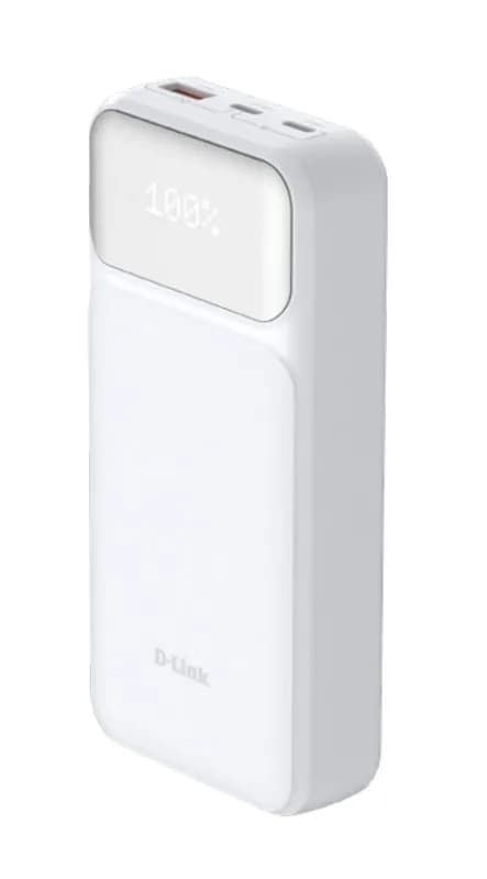 D-Link DPP-201. Battery capacity: 20000 mAh. USB Type-A output ports: 1, USB Type-C ports quantity: 2. Product colour: White