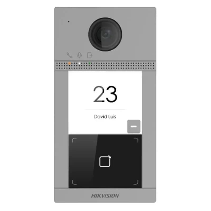 Post de exterior videointerfon IP Hikvision DS-KV8113-WME1(C); WIFI; 1 x buton de apelare( pentru o singura familie- permite apelarea a mai multor monitoare de interior); camera video 2MP True WDR ( unghi vizualizare: Horizontal: 129° Vertical: 75°), vizualizare pe timp de noapte IR maxim 3 metri;
