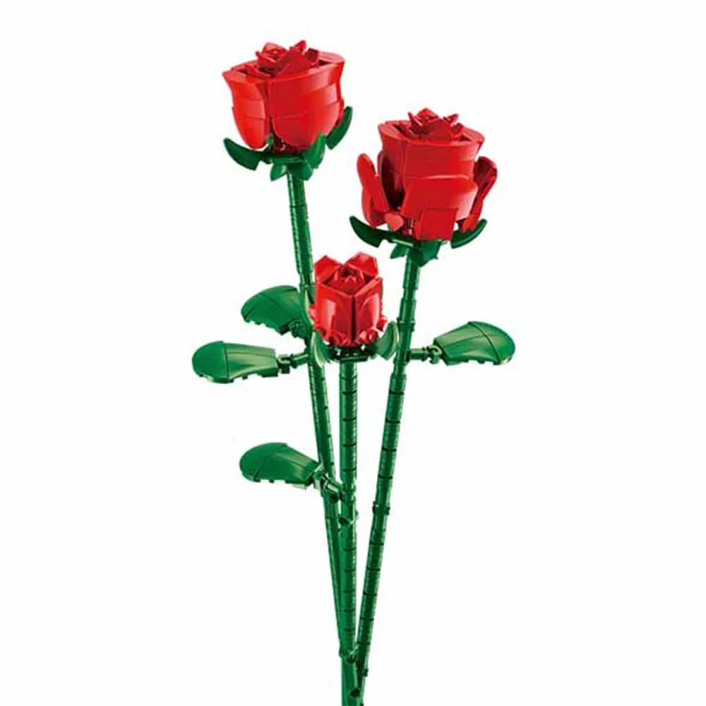 Set de Constructie Flowers, 258 piese, Trandafir Rosu - Sluban — miniatură