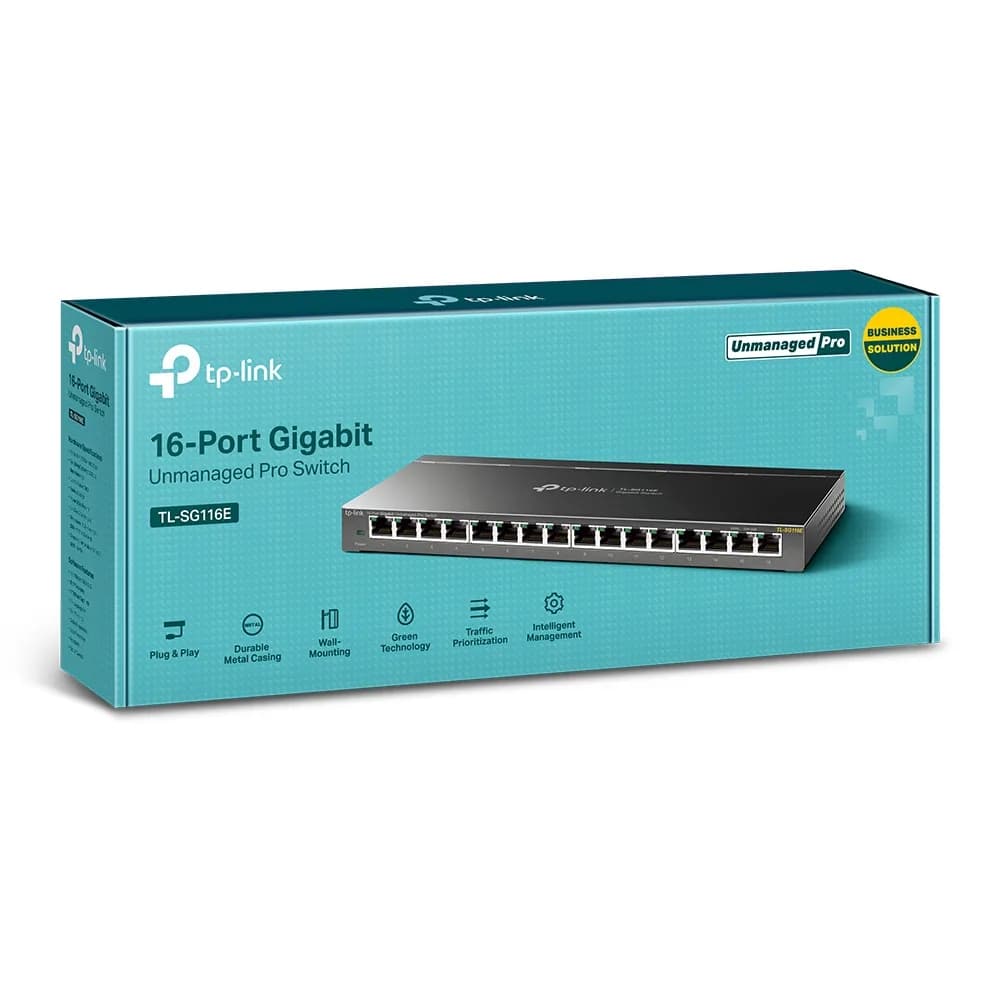 SWITCH TP-LINK 16 porturi Gigabit. carcasa metalica "TL-SG116E" — miniatură