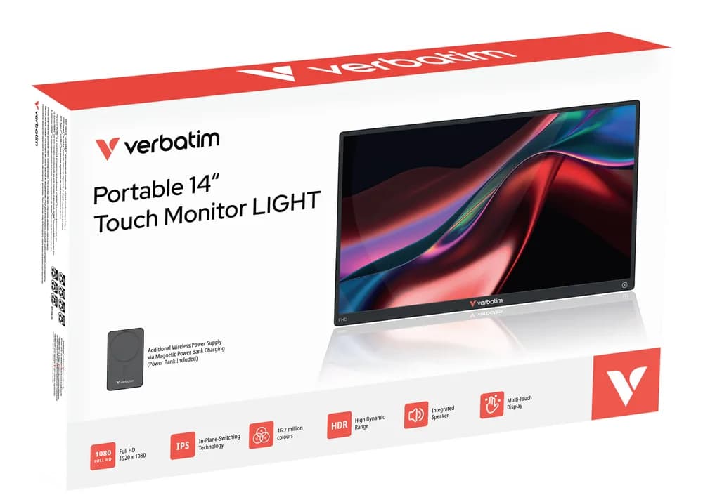 Monitor tactil portabil Verbatim 14", wireless power supply "32088" — miniatură