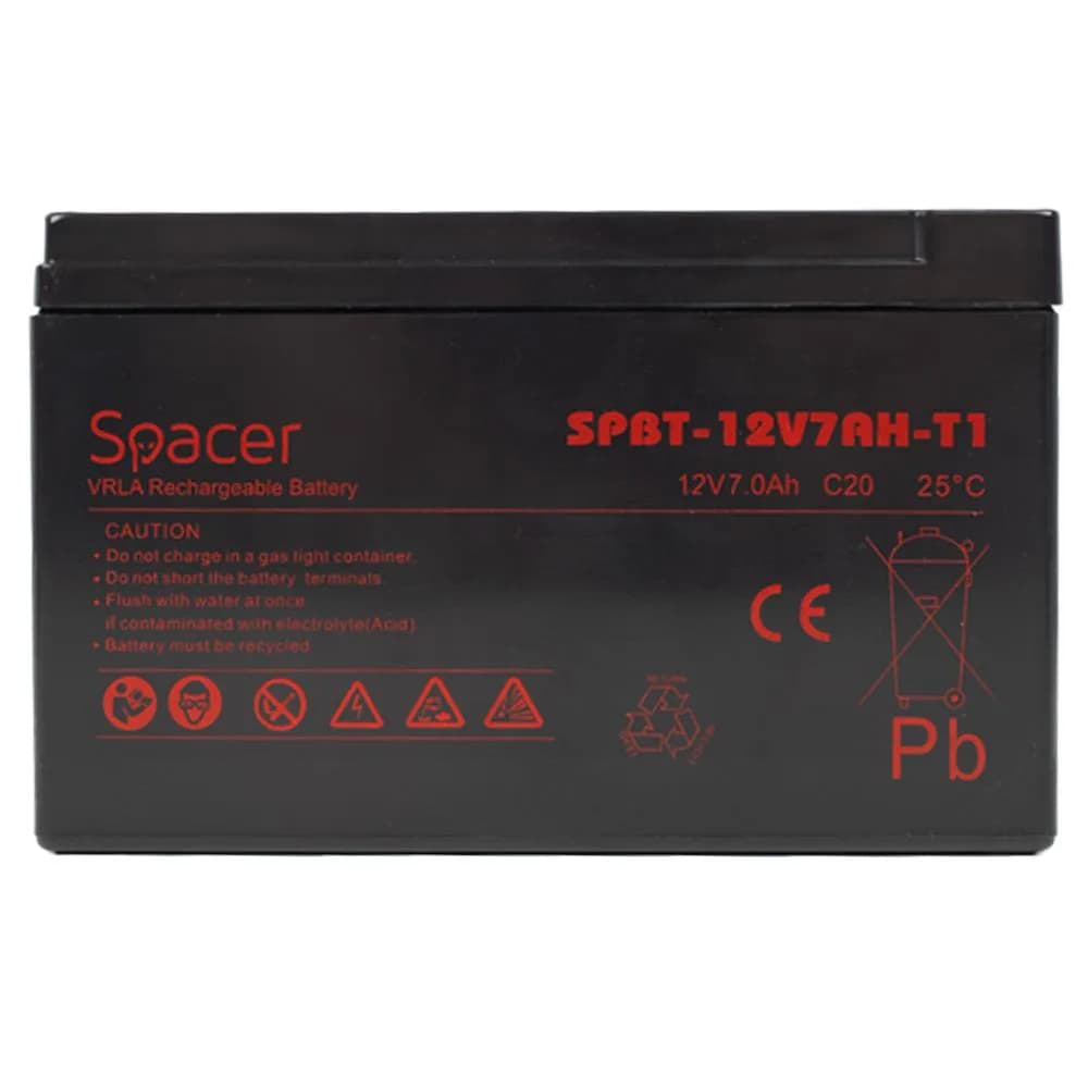 Acumulator UPS SPACER 12V/7Ah, negru — miniatură
