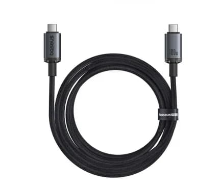 CABLU alimentare si date Baseus Crystal Shine, Fast Charging Data Cable pt. smartphone, thunderbolt, USB3.2 Type-C la USB3.2 Type-C 100W, video 4K@60Hz 1.5m, braided, negru "P10318204111-00" - 6932172657994