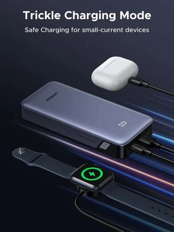 POWER BANK Ugreen, "PB532", 20000mAh, 30W, 2 x USB Type-C input/output, 1 x USB, display, gri, "55989B" — miniatură