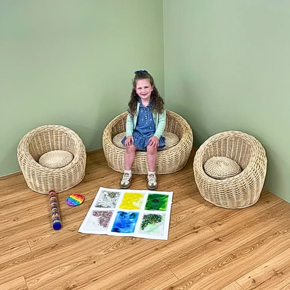 Set canapea și fotoliu din răchită (set de 3) — miniatură