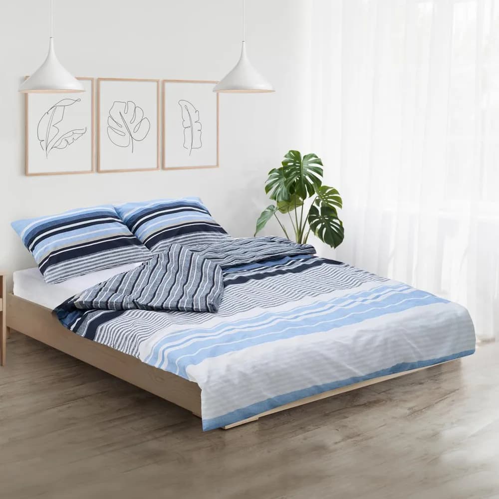 Lenjerie dubla,100% bumbac,4 piese, Azul — miniatură