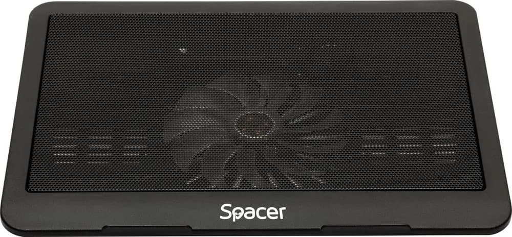 STAND LAPTOP SPACER SP-NC19 15.6", sita metal, fan 14cm, led albastru, negru