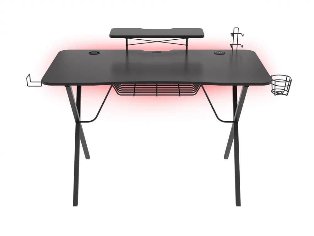 Birou gaming Genesis Holm 300, MDF, suporta pana la 60kg, iluminare RGB, negru — miniatură