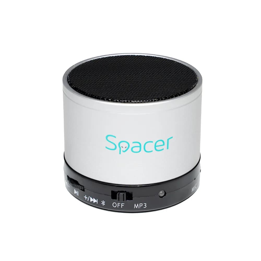 BOXA SPACER portabila bluetooth TOPPER, RMS: 3W, control volum, acumulator 520mAh, timp de functionare pana la 5 ore, distanta de functionare pana la 10m, incarcare USB, SILVER, "SPB-TOPPER-SILV"