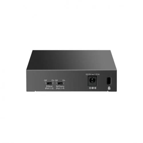 "5-Port Gigabit Desktop Switch with 4-Port PoE+ PORT: 4× Gigabit PoE+ Ports, 1× Gigabit Non-PoE Port SPEC: 802.3af/at, 65 W PoE Power, Desktop Steel Case FEATURE: Extend Mode for 250m PoE Transmitting, PoE Auto Recovery, Plug and Play" — miniatură