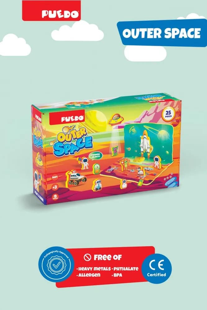 PUZZLE DIN SPUMA EVA, SPATIUL COSMIC, 25 PIESE, PUEDO — miniatură
