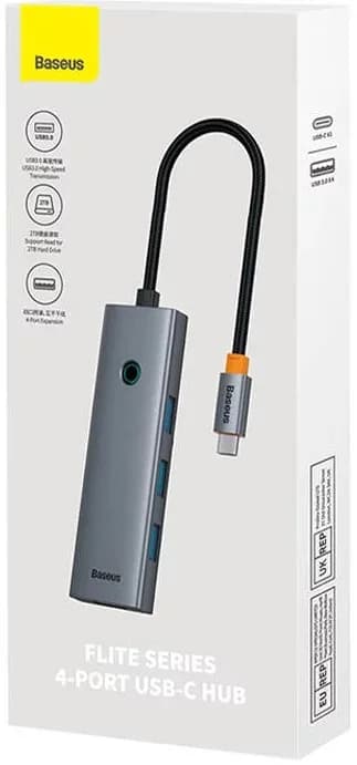 HUB USB Baseus UltraJoy 4 in 1, input USB Type-C, output 4 x USB 3.0, gri "B0005280A813-03" - 6932172630829 — miniatură