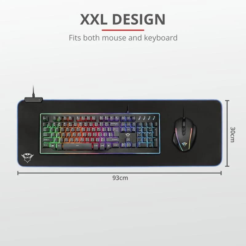 Mouse PAD TRUST, "GXT 764 GlideFlex", gaming , cu led, cauciuc si material textil, 930 x 300 x 3 mm, negru, "TR-23395" — miniatură
